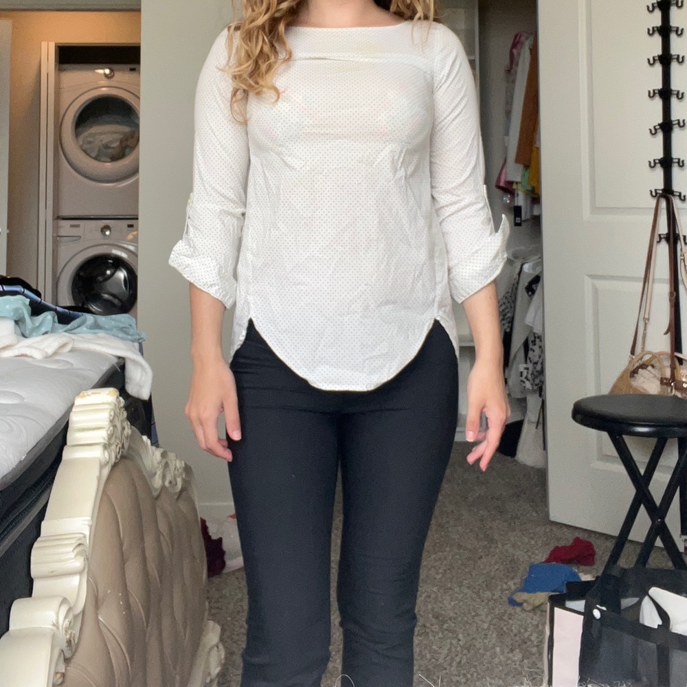 Ann Taylor White polka dot work blouse